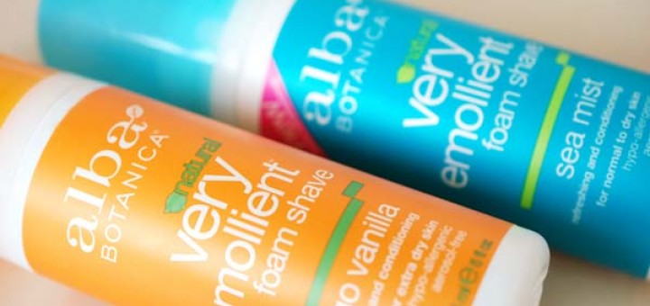 Alba Botanica, Natural, Very Emollient Foam Shave, Sea Mist и Alba Botanica, Very Emollient Foam Shave, Mango Vanilla.