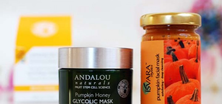 Andalou Naturals Glycolic Mask Pumpkin Honey Brightening, Isvara Organics Pumpkin Facial Mask