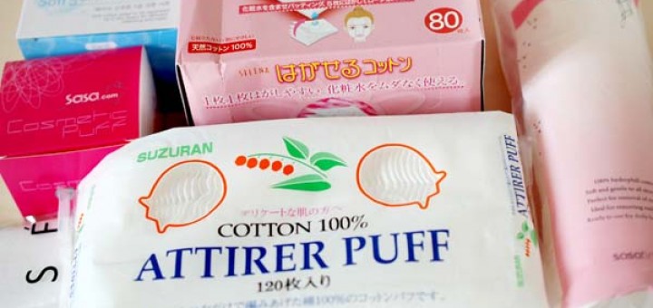 Suzuran, SELENA, SCINIC, Sasatinnie и Kose, Suzuran Attirer Puff , Sasatinnie COTTON PAD Flower Embossed Cotton Pad, SELENA 5 Layers Cotton Pad, SCINIC Soft 5 Layer Cotton Sheet, Kose Cotton Pad